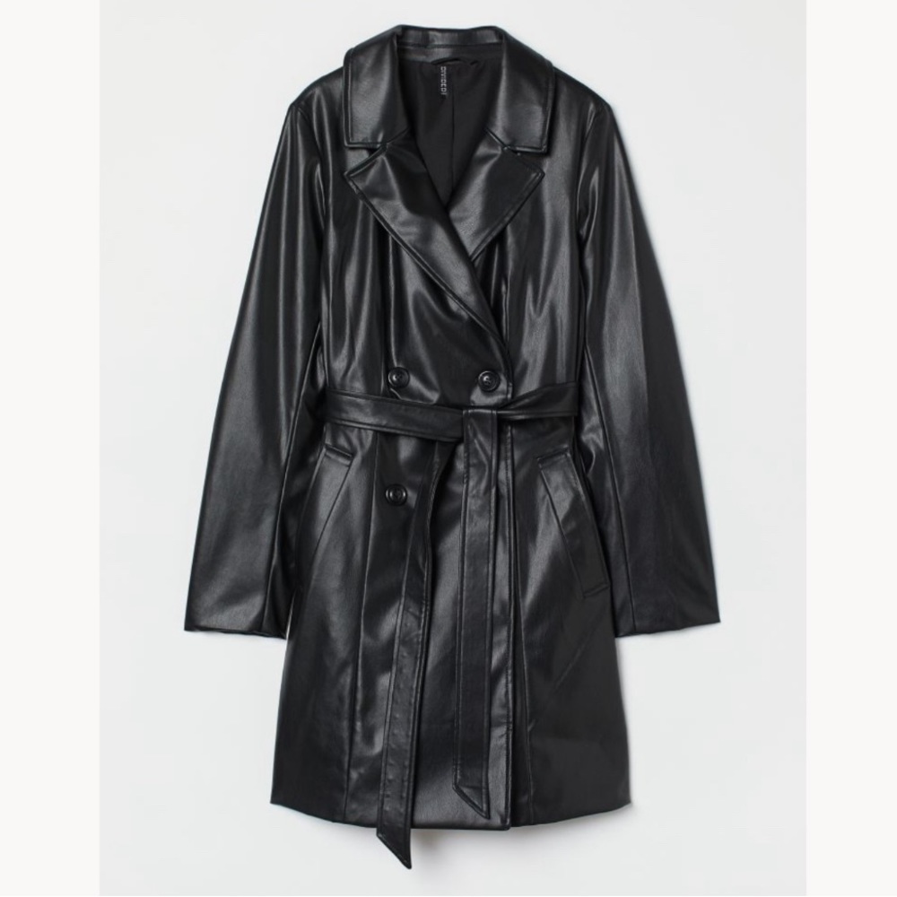 H&M Faux Leather Trench Coat